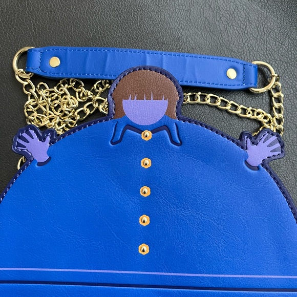 NEW Willy Wonka Violet Blueberry Round Purse With Gold Chainlink Skinny Strap - Picture 5 of 7